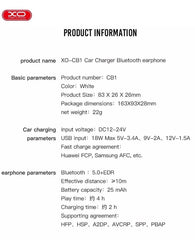 18W Snabb Billaddare med TWS Bluetooth 5.0 Hörlurar - Vit