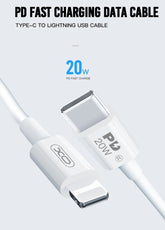 2M USB-C till Lightning Kabel 20W PD Snabbladdning för iPhone Vit