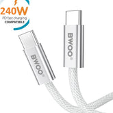 240W BWOO USB-C till USB-C-kabel för MacBook, Laptop, Surfplatta & Mobil – PD Snabbladdning 1m