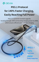 Devia Extreme 240W USB-C till USB-C Snabbladdningskabel 2m – För Laptop, Mobil, Surfplatta & Konsol