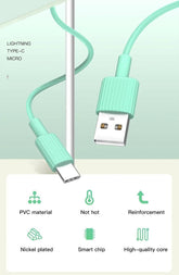 2-PACK USB-C Snabbladdning 2.1A kabel för Samsung, Android -1m
