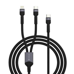 2i1 DEVIA USB-C till Lightning (12W) + USB-C (60W) Snabbladdning kabel, 1.2m