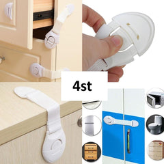 4-Pack Lås / Barnlås för Skåpluckor Säkerhetslås Barnsäkerhet Vit