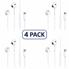 4-Pack USB-C In-Ear Hörlurar med Mikrofon för iPhone 17/16/15, Samsung & USB-C Enheter
