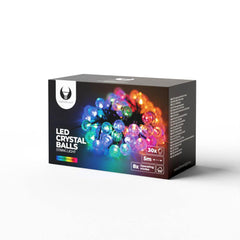 5m Dekorativa 30 Kristallkulor String LED multicolor 230V Ljus