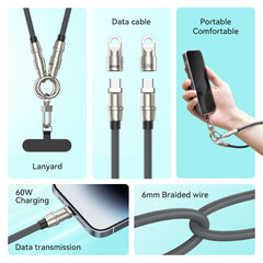 60W Snabbladdning 30cm kabel med armrem för Samsung, iPhone 15/16/17