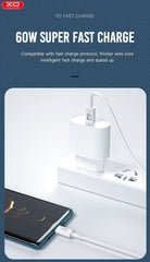 iPhone 15/16/17 kompatibel Snabbladdning 60W USB-C To USB-C PD 2m kabel