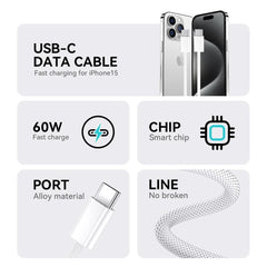iPhone 17/16/15-kompatibla 60W USB-C To USB-C PD Snabbladdning kabel