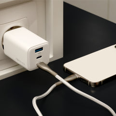 65W Snabbladdare PD Dual USB-C, USB för iPhone, Samsung, iPad