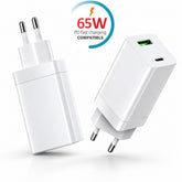 65W Snabbladdare Setty GaN PD QC Dual USB-C, USB-A för iPhone, Samsung, iPad