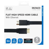 DELTACO Flat High Speed HDMI-kabel med Ethernet – 5m | 4K 30Hz | 10,2Gbps
