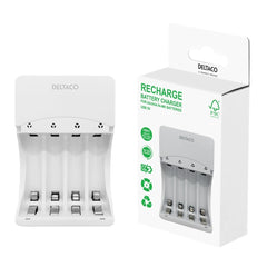 DELTACO USB Batteriladdare AA/AAA – NiMH Laddare med USB-C (4 Platser)