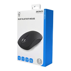Deltaco Bluetooth Silent Trådlös Mus – Ergonomisk, 800–1600 DPI, Svart