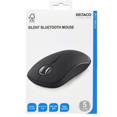 Deltaco Bluetooth Silent Trådlös Mus – Ergonomisk, 800–1600 DPI, Svart