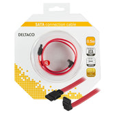 Deltaco SATA/SAS Kabel 0.5m – Vinklad till Rak för HDD/SSD