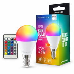 FOREVER RGB LED E14 Glödlampa 5W Ekvivalent 42W 500lm 4000k med Fjärrkontroll