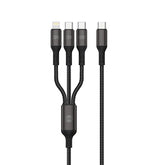 Forever 3-i-1 Kabel USB-C till Lightning + 2x USB-C 1,2 m 60W – Snabbladdning, Svart