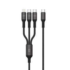 Forever 3-i-1 Kabel USB-C till Lightning + 2x USB-C 1,2 m 60W – Snabbladdning, Svart