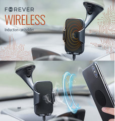 Forever U-17 Induktiv Bilhållare med 10W Trådlös Laddning – Svart