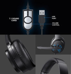 Havit Over-Ear Spelhörlurar LED-ljus 7.1 Stereo Trådbundna Med Mikrofon