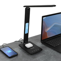 Huslog multifunktionell Lampa med klocka / Trådlös Laddare till Apple Samsung