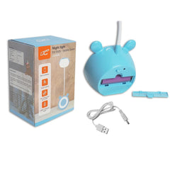 LED Teddy bear skrivbord/nattlampa 3W, 3000/4500/6000K, justerbar, 1200mAh Blå