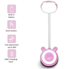 LED Teddy bear skrivbord/nattlampa 3W, 3000/4500/6000K, justerbar, 1200mAh Rosa