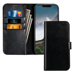 Motorola Moto G24 / G04 / E14 - Essentials Veganskt PU-läder Fodral Mobilplånbok Svart