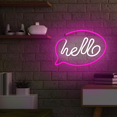 Neon LED Hello Batteri + USB Forever Light Rosa/vit
