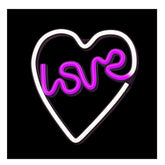 Neon LED LOVE HEART Batteri + USB Forever Light - lila/vit