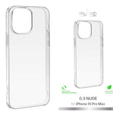 Puro 0.3 Nude Skal för iPhone 15 Pro Max – Transparent TPU, Trådlös Laddning