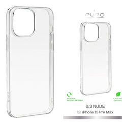 Puro 0.3 Nude Skal för iPhone 15 Pro Max – Transparent TPU, Trådlös Laddning