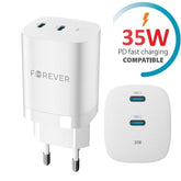 Snabbladdare för iPhone / Samsung QC 35W PD 2XUSB-C Väggladdare