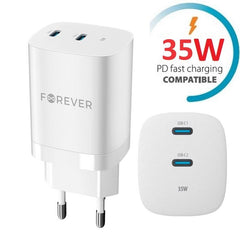 Snabbladdare för iPhone / Samsung QC 35W PD 2XUSB-C Väggladdare