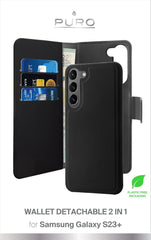 Samsung Galaxy S23 Plus - Puro Ekoläder 2-i-1 Löstagbart Plånboksfodral Svart