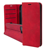 Samsung Galaxy S25 Edge - Smart Suede Läder fodral Mobilplånbok Röd