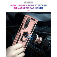 Samsung Galaxy Z Fold 3 - Stötsäker Ring Armor Stand Slimmt mobilskal Roseguld