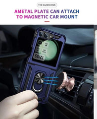 Samsung Galaxy Z flip 4 / Flip 3 - Stötsäker Ring Armor Stand mobilskal Svart