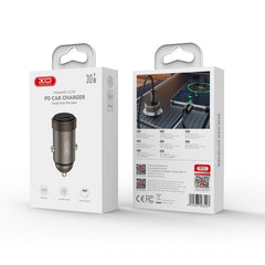 Snabb billaddare XO 30W USB-C PD QC3.0 För iPhone, Samsung Svart