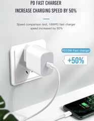Snabbladdare för iPhone / Samsung 18W PD USB-C Väggladdare