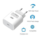 Snabbladdare för iPhone / Samsung 18W PD USB-C Väggladdare