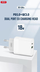 Snabbladdare för iPhone / Samsung 18W PD USB-C Väggladdare