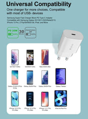 Snabbladdare för iPhone / Samsung 25W PD USB-C Väggladdare