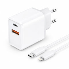 Snabbladdare 30W för iPhone Dual Port USB/USB-C med USB-C till Lightning Kabel
