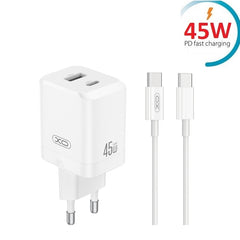 Snabbladdare 45W för iPhone / Samsung Dual Port USB-C med USB-C Kabel