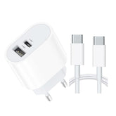 Snabbladdare för iPhone / Samsung Dual Port USB-C med USB-C Kabel