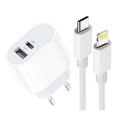 iPhone kompatibla USB, USB-C Snabbladdare med Lightning Kabel