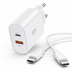 Snabbladdare för iPhone / Samsung Dual Port USB-C med USB-C Kabel