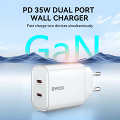 Snabbladdare för iPhone / Samsung QC 35W PD 2XUSB-C Väggladdare