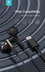 USB-C In-Ear Hi-Fi Hörlurar med Mikrofon iPhone 15,16, 17 /Samsung /Android -Vit